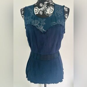 BCBG Max Azria midnight blue sleeveless silk top